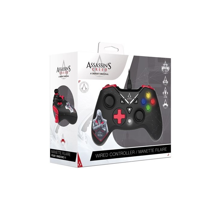 FREAKS AND GEEKS Assassin's Creed - USB Wired Controller for PC with 3M Cable - Black and Red