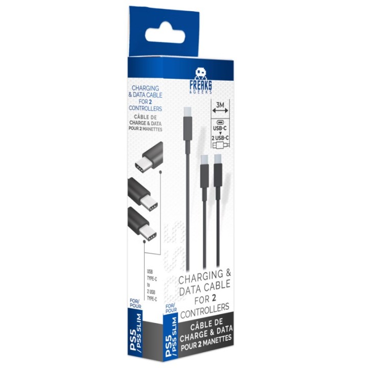 Fast Charge Cable type-C to type C for 2 controllers PS5/PS5 slim 3 meters
