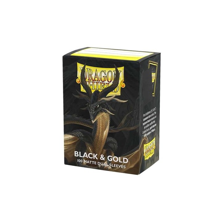 DRAGON SHIELD Dual Matte Sleeves - Black & Gold (100 Sleeves)