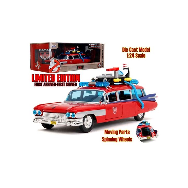 100999 - Ghostbusters - transformers - ecto-1 x optimus prime - limited edition - 1:24 die-cast model