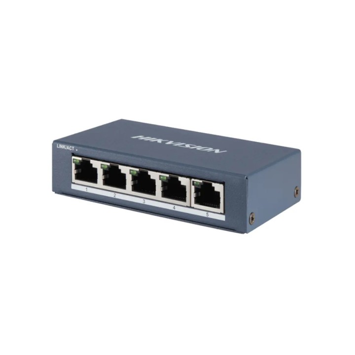 HIKVISION SWITCH 5 PORT GIGABIT UNMANAGED SWITCH 5 GIGABIT RJ45 PORTS.