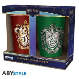 ABYSTYLE - HARRY POTTER - Set of 2 XXL glasses - Gryffindor & Slyther.