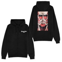 DIFUZED ATTACK ON TITAN - FELPA CON CAPPUCCIO E ZIP NERA : GIGANTE COLOSSALE M
