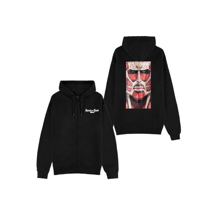 DIFUZED ATTACK ON TITAN - FELPA CON CAPPUCCIO E ZIP NERA : GIGANTE COLOSSALE M