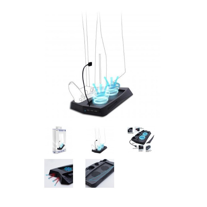 Charging stand with cooling fan for PS5