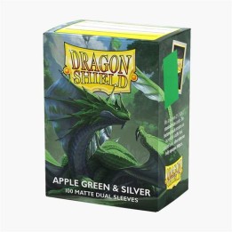 DRAGON SHIELD Dual Matte Sleeves - Apple Green & Silver (100 Sleeves)