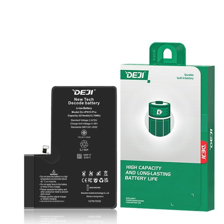 DEJI BATTERIA DE GRANDE CAPACITA (3400 MAH) PER APPLE IPHONE 15 PRO 6.