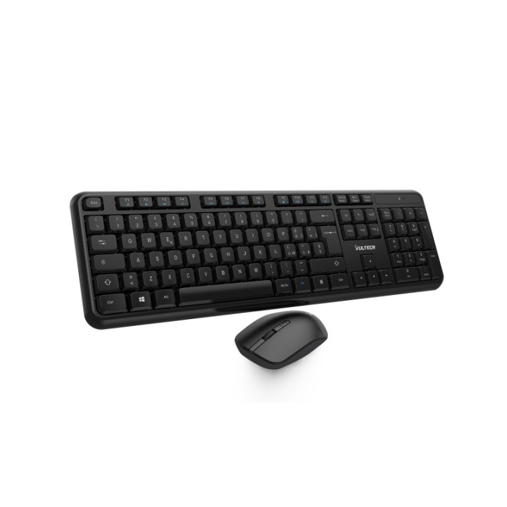 VULTECH TASTIERA E MOUSE BUNDLE, WIRELESS, 1600DPI REGOLABILI 2,4GHZ