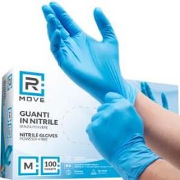 RMove 1Conf. da 100pz Tg.M - Guanti Nitrile Blu uso Medico Senza Polv.