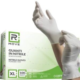 RMove 1Conf. da 100pz Tg.XL - Guanti Nitrile Bianco Uso Medico Senza..