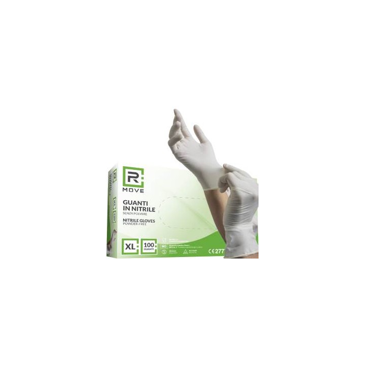 RMove 1Conf. da 100pz Tg.XL - Guanti Nitrile Bianco Uso Medico Senza..