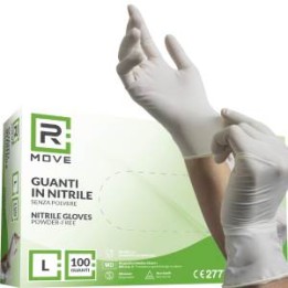 RMove 1Conf. da 100pz Tg.L - Guanti Nitrile Bianco Uso Medico Senza P.