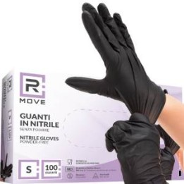 RMove 1Conf. da 100pz Tg.S - Guanti Nitrile Nero uso Medico Senza Pol.
