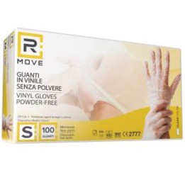RMove 1Conf. da 100pz Tg.S - Guanti Vinyl Clear Uso Medico Senza Polv.