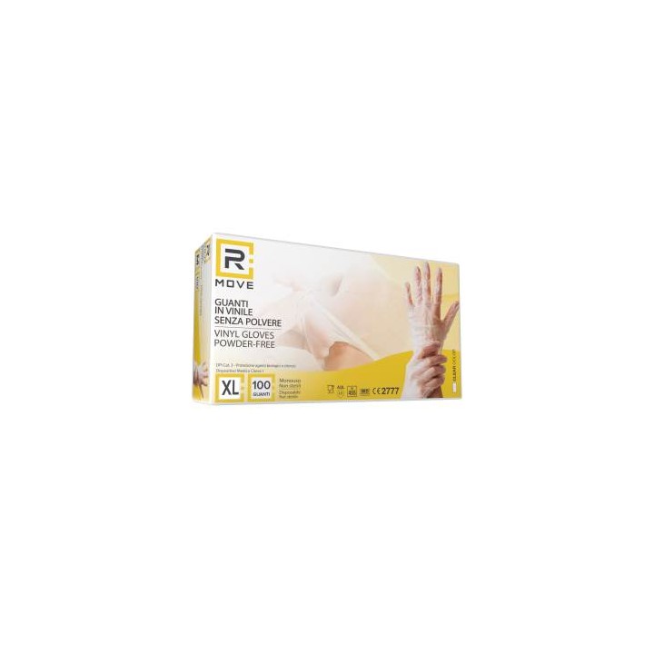 RMove 1Conf. da 100pz Tg.XL - Guanti Vinyl Clear Uso Medico Senza Pol.