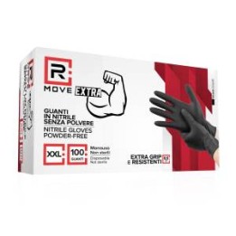 RMove 1Conf. da 100pz Tg.XXL 8.5gr da Lavoro - Guanti Nitrile Nero Se.