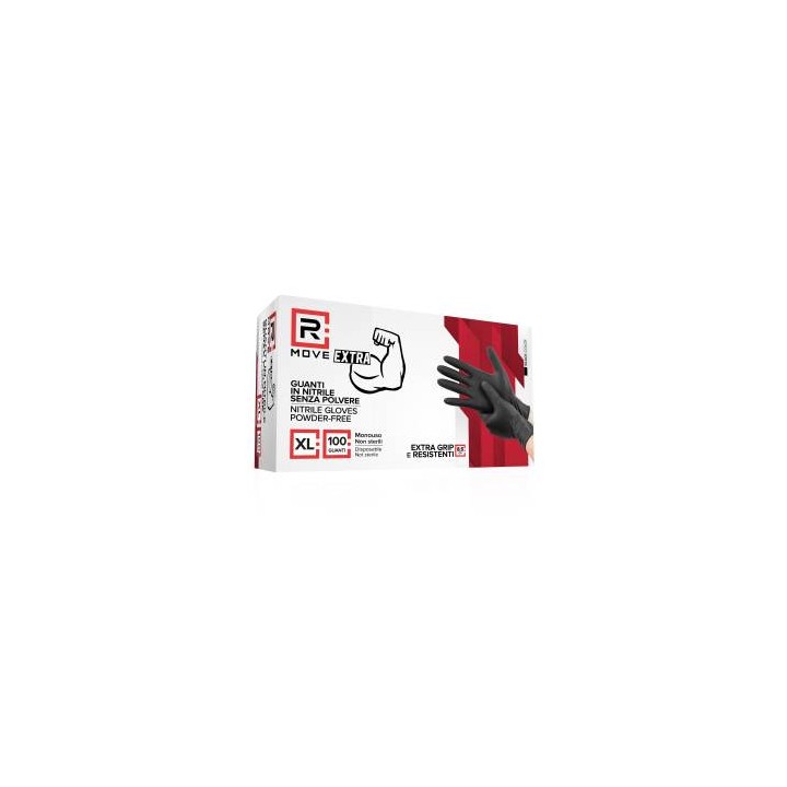 RMove 1Conf. da 100pz Tg.XL 8.5gr da Lavoro - Guanti Nitrile Nero Sen.