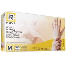 RMove 1Conf. da 100pz Tg.M- Guanti Vinyl Clear Uso Medico Senza Polve.