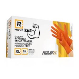 RMove 1Conf. da 50pz Tg.XL 8.5gr da Lavoro - Guanti Nitrile Arancione.