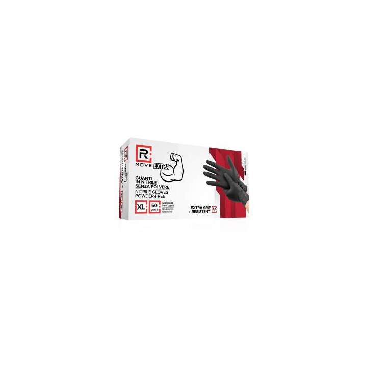 RMove 1Conf. da 50pz Tg.XL 8.5gr da Lavoro - Guanti Nitrile Nero Senz.
