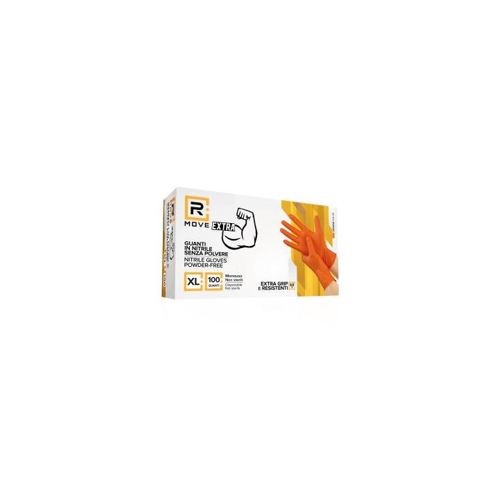 RMove 1Conf. da 100pz Tg.XL 8.5gr da Lavoro - Guanti Nitrile Arancion.