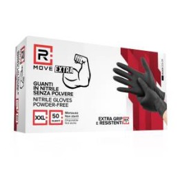 RMove 1Conf. da 50pz Tg.XXL 8.5gr da Lavoro - Guanti Nitrile Nero Sen.