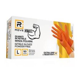 RMove 1Conf. da 50pz Tg.L 8.5gr da Lavoro - Guanti Nitrile Arancione..