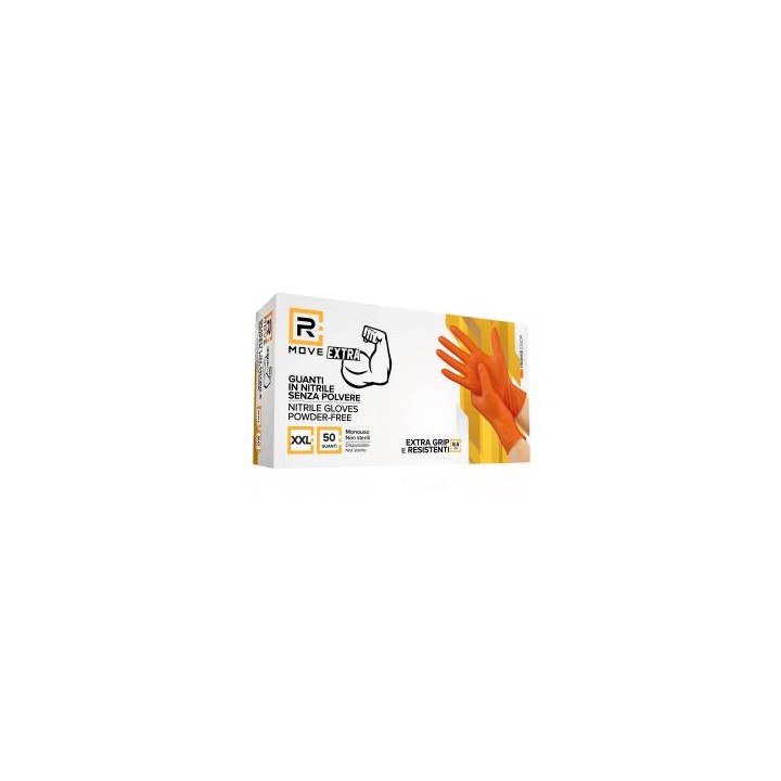 RMove 1Conf. da 50pz Tg.XXL 8.5gr da Lavoro - Guanti Nitrile Arancion.