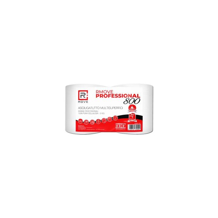 RMove Bobina Doppia Professionale 800 2 Veli Pura Cellulosa