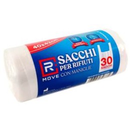 RMove 1 Rotolo da 30 Sacchi Rifiuti 40x42cm con Maniglie Trasparenti..