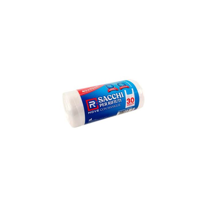 RMove 1 Rotolo da 30 Sacchi Rifiuti 40x42cm con Maniglie Trasparenti..