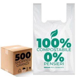 RMove Buste Shopper Biodegradabili Grandi 14g - 500pz - 30x60cm - RMo.