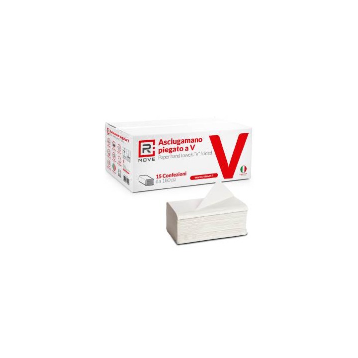 RMove Asciugamano Carta Piegato a V per Dispenser 15 cnf da 180pz