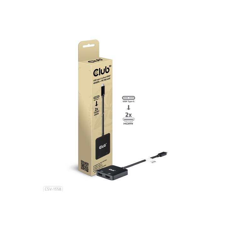 CLUB3D MST HUB TYPE C A DUAL HDMI 4K60HZ M/F + PD3.0 100 WATT