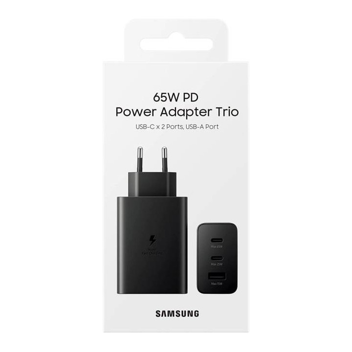 Samsung Caricatore 65W Trio EP-T6530 FC USB-C+USB-A Black