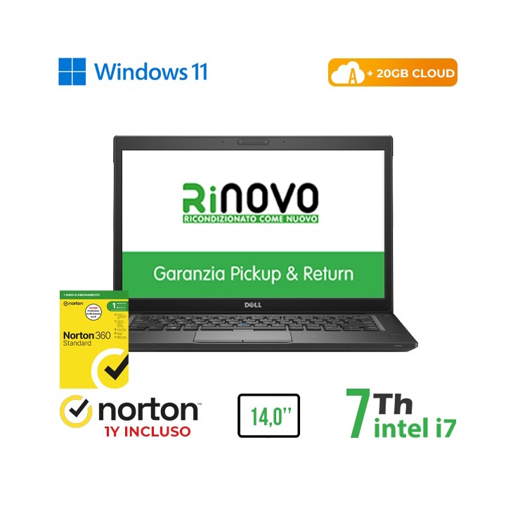 RINOVO NB DELL REFURBISHED Latitude E7480 i7-7X00U DDR4 8GB SSD 256GB.