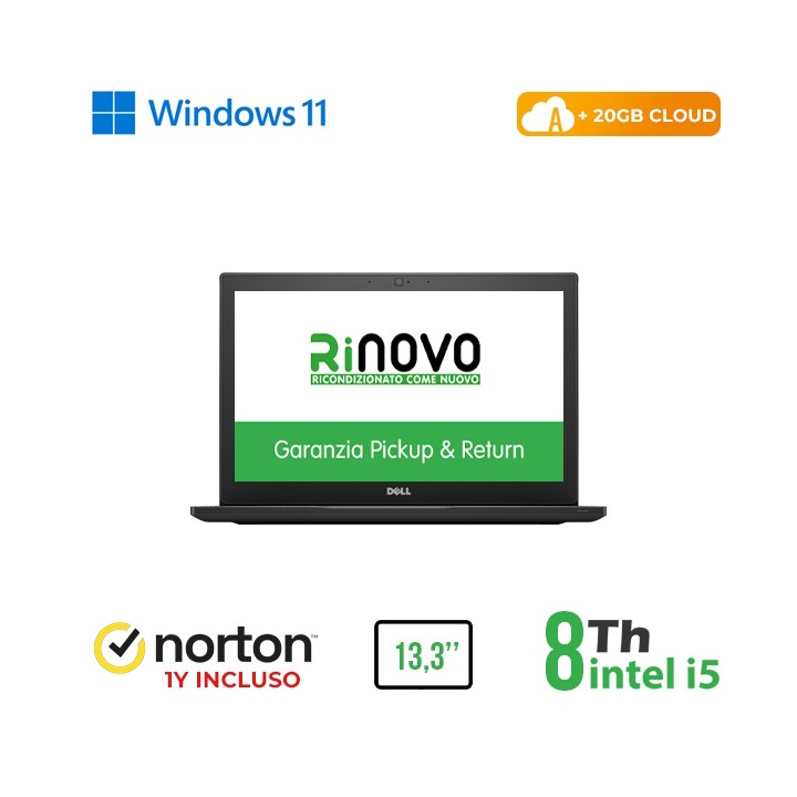 RINOVO NB DELL REFURBISHED Latitude E7390 i5-8X00U DDR4 16GB SSD 480G.