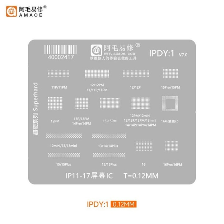 AMAOE IPDY:1 SCHERMO IC MAGLIA ACCIAIO PER IP 11-17 APPLE IPHONE 11 -.