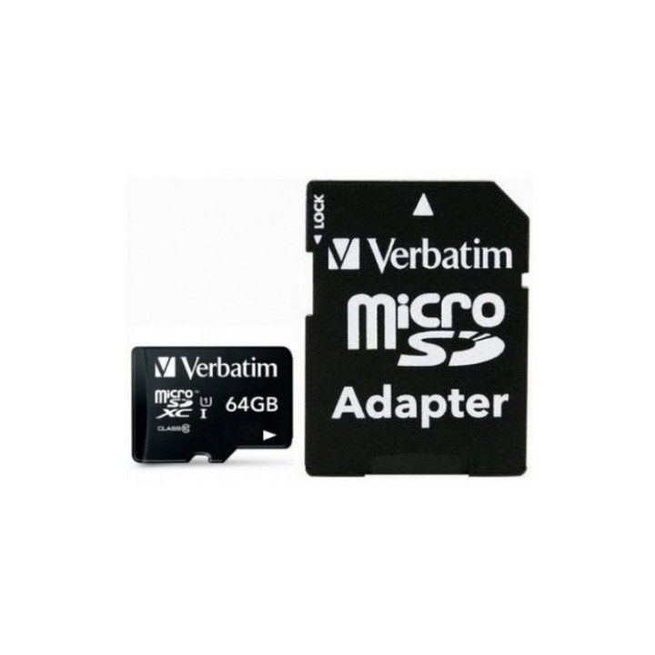 VERBATIM MICRO SDXC CARD 64GB CLASS 10 INC ADAPTER