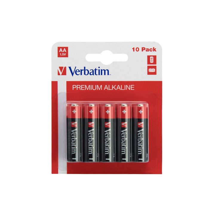 VERBATIM ALKALINE BATTERY AA 10-PACK (HANGCARD)