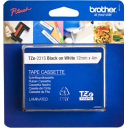BROTHER NASTRO LAMINATO H12MM NERO SU BIANCO 4 M LUNGHEZZA