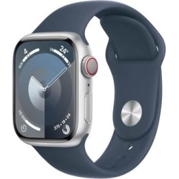 Apple Watch Serie 9 Cell 41mm Aluminium Silver Sport Band Storm Blue..