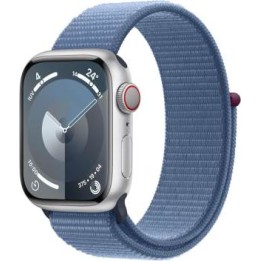 Apple Watch Serie 9 Cell 45mm Aluminium Silver Sport Loop Winter Blue.