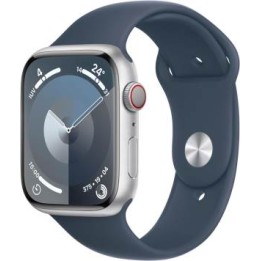Apple Watch Serie 9 Cell 45mm Aluminium Silver Sport Band Storm Blue..