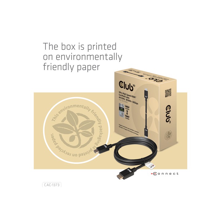 CLUB3D HDMI 2.1 MALE TO HDMI 2.1 MALE ULTRA HIGH SPEED 10K 120HZ 3M/..