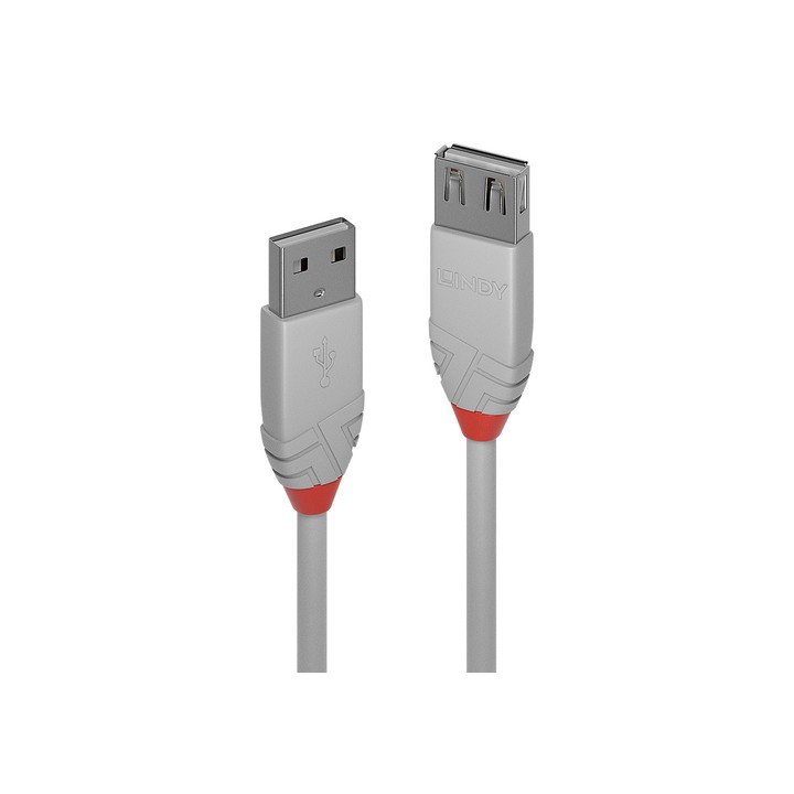 LINDY 2M USB 2.0 KABEL AM/AF GREY
