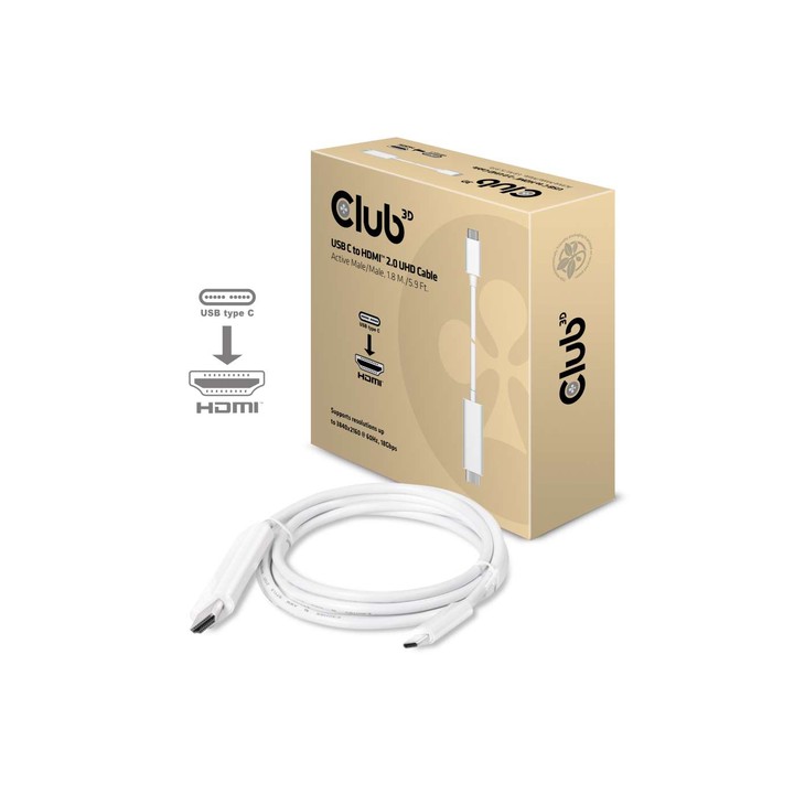 CLUB3D USB TYPE C 3.1 GEN 1 TO HDMI 2.0 CABLE 1.8 METERS/ 5.9 FEET -..