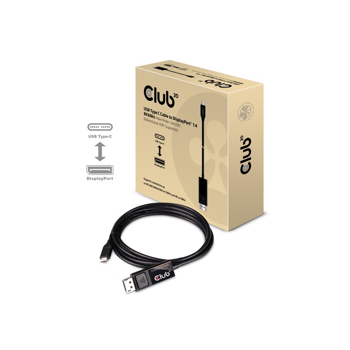 CLUB3D USB TYPE C TO DP 1.4 8K60HZ HDR 1.8M CABLE