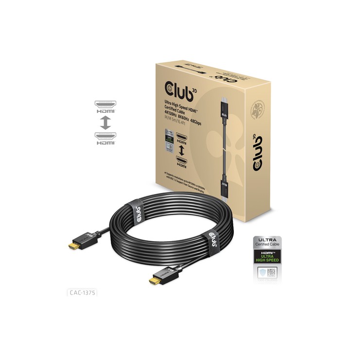 CLUB3D HDMI 2.1 MALE TO HDMI 2.1 MALE ULTRA HIGH SPEED 4K 120HZ 8K60H.