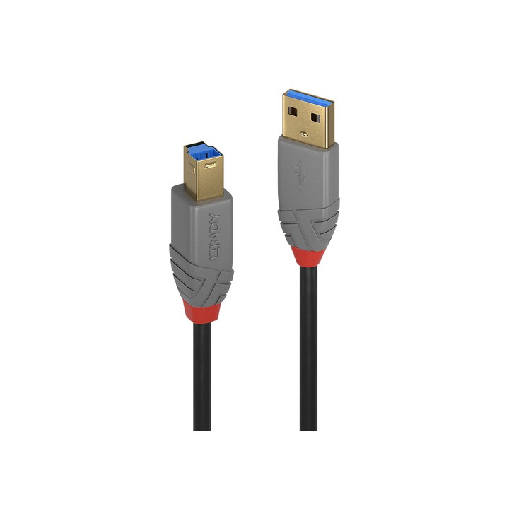 LINDY Cavo USB 3.2 Tipo A a B, 5 Gbit/s, Anthra Line, 3m